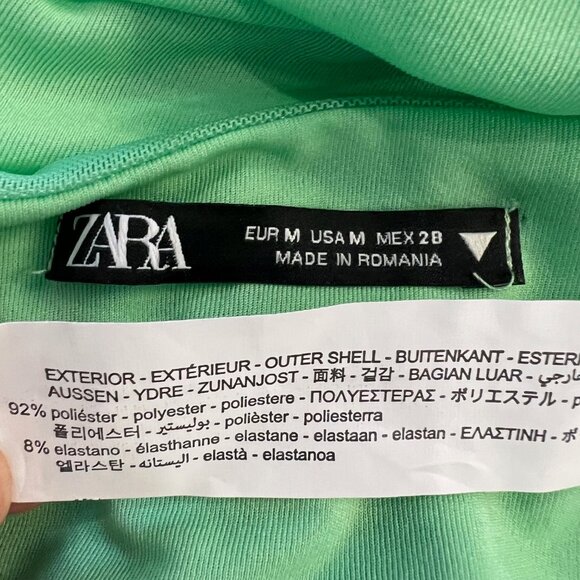 NEW ZARA Tulle/ Chiffon Ruched Mini Dress in Green, Size M - Picture 15 of 15